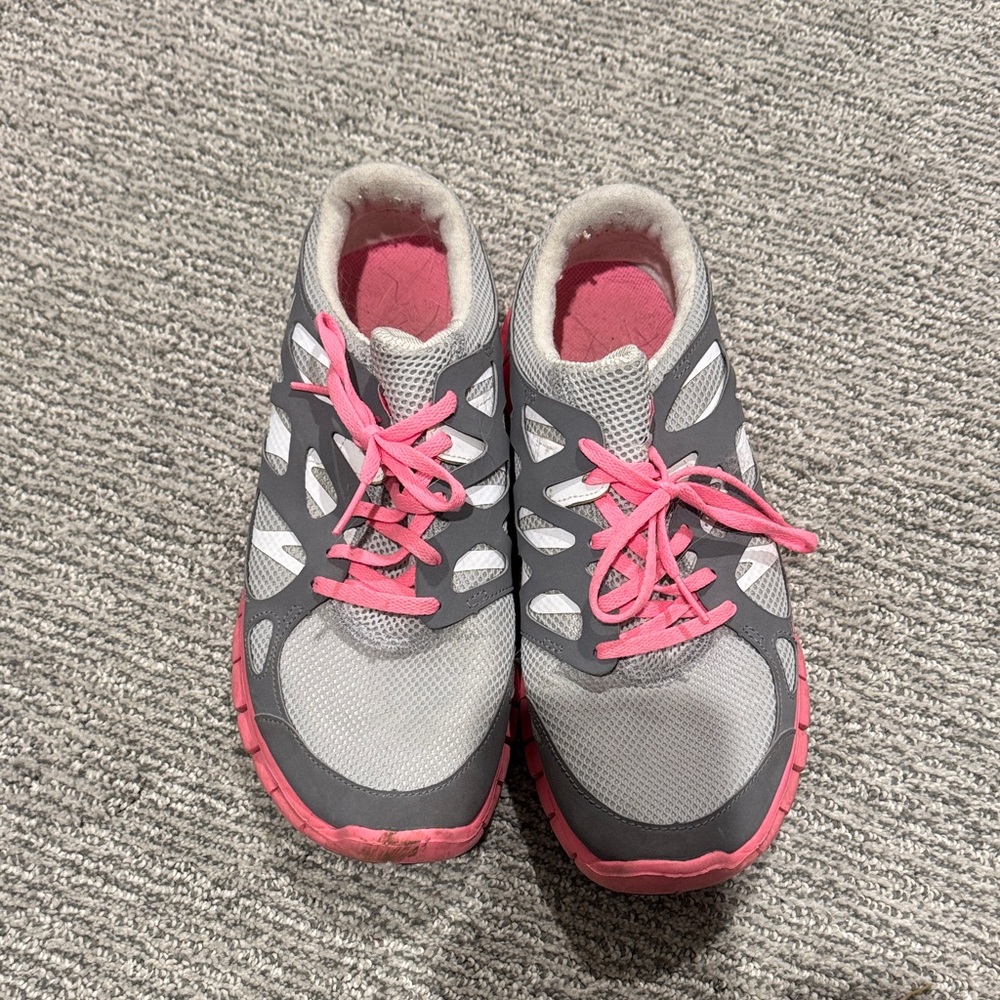 Women’s Gray and Pink Athletic Sneakers - Comfortable Everyday Running Shoes